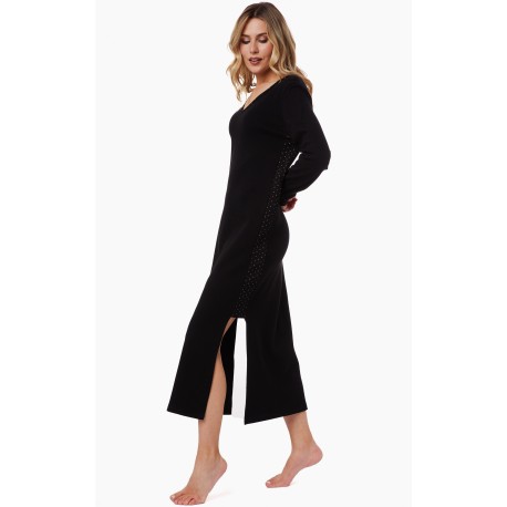 ΝΥΚΤΙΚΟ ΓΥΝ. V/NECK INTERLOCK LONG 100%ΒΑΜΒΑΚΙ