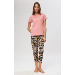 Minerva Leopard Γυναικεία Κοντομάνικη Chino / Κάπρι Πυτζάμα