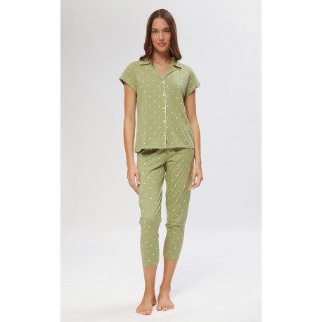 Minerva Εμπριμέ Κουμπωτή TENCEL™ Modal Γυναικεία Πυτζάμα