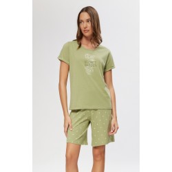 Minerva Εμπριμέ Κοντομάνικη TENCEL™ Modal Γυναικεία Πυτζάμα με μακρύ σορτς
