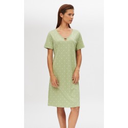 Minerva TENCEL™ Modal Κοντομάνικη Εμπριμέ Γυναικεία Νυχτικιά με V λαιμόκοψη