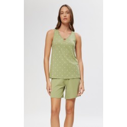 Minerva Εμπριμέ Αμάνικη TENCEL™ Modal Γυναικεία Πυτζάμα με μακρύ σορτς