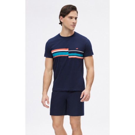 Minerva Stripes Κοντομάνικη Ανδρική Πυτζάμα