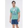 Minerva Tropical Vibes Κοντομάνικη Ανδρική Πυτζάμα με V λαιμόκοψη