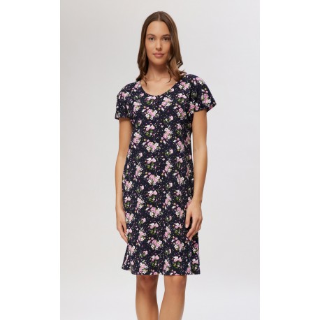Minerva Floral Γυναικεία Κοντομάνικη Νυχτικιά με πατιλέτα