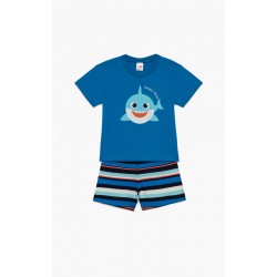 Minerva Baby Shark Κοντομάνικη Βρεφική Πυτζάμα