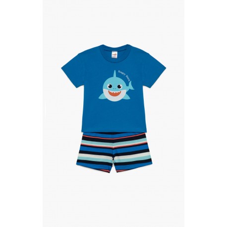 Minerva Baby Shark Κοντομάνικη Βρεφική Πυτζάμα