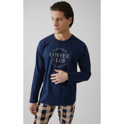 Minerva Printed Sweat Coffee Ανδρική Πυτζάμα