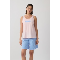 Minerva Multi Dots Αμάνικη Γυναικεία Πυτζάμα με Μακρύ Σορτς