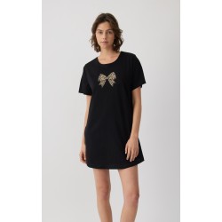 Minerva Μονόχρωμο Γυναικείο Boyfriend T-shirt Dress με Τύπωμα