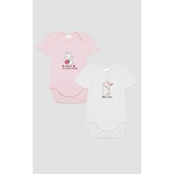 Minerva Unicorn 2Pack Βαμβακερά Κορμάκια Βρεφικά Κοντομάνικα SS24