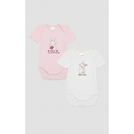 Minerva Unicorn 2Pack Βαμβακερά Κορμάκια Βρεφικά Κοντομάνικα SS24