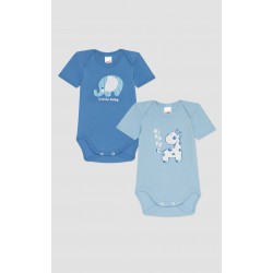 Minerva Animals 2Pack Κοντομάνικά Βρεφικα Φορμάκια