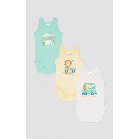 Minerva Wild 3Pack Αμάνικα Βρεφικά Φορμάκια