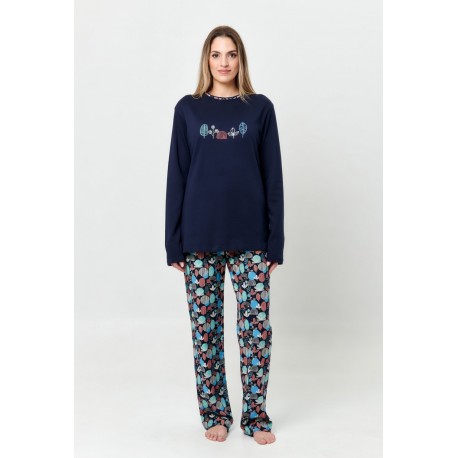 Apple Γυναικεία Βαμβακερή Πυτζάμα Cozy Fall